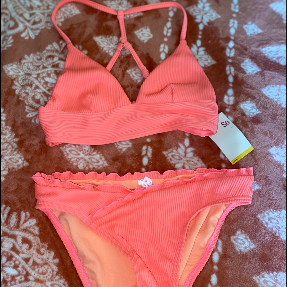 two piece bikini Coral pop style
